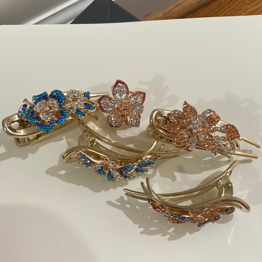 Bright Crystal Golden Hair Clips